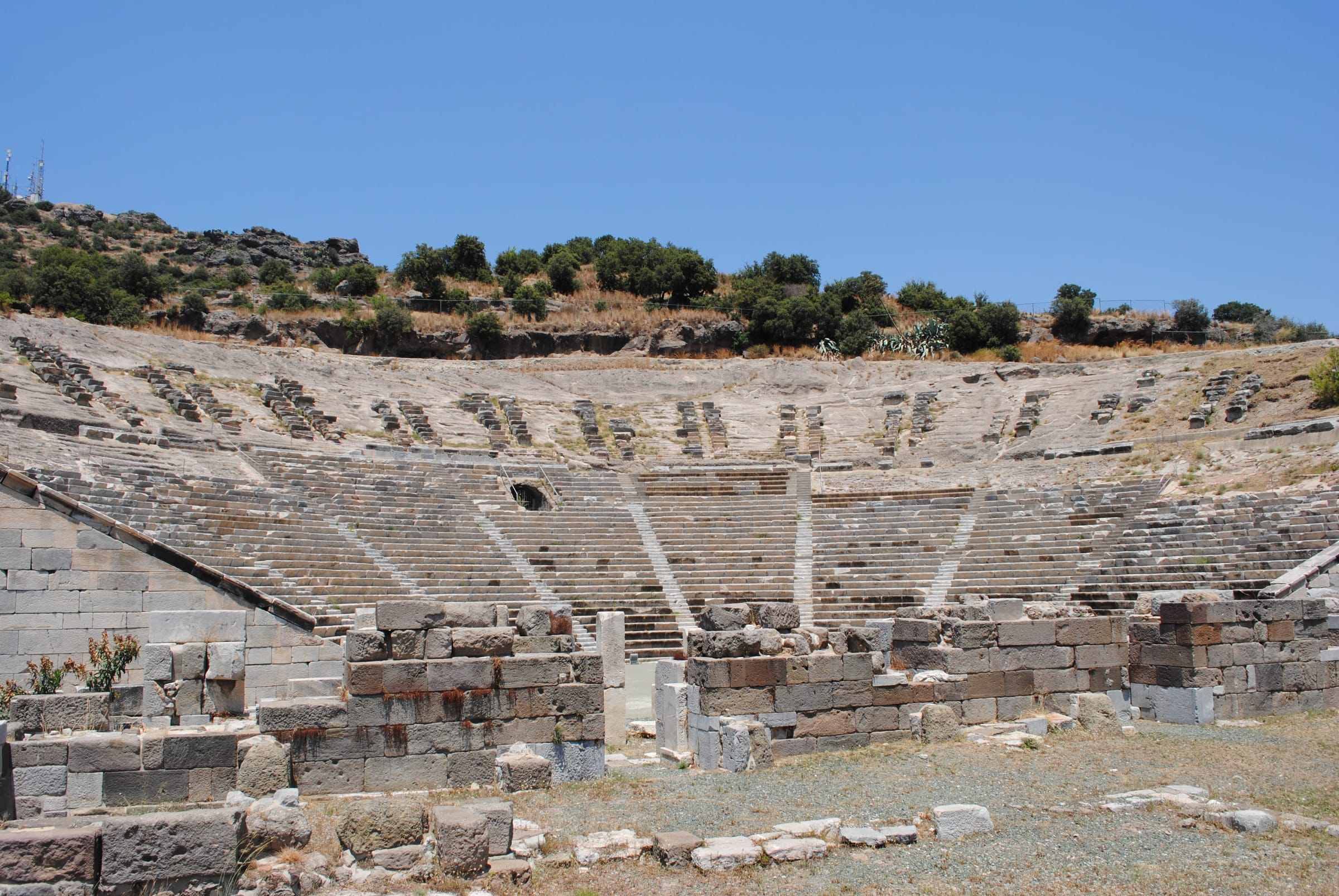 An ancient theatre with stone seating